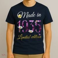 Made In 1935 - 90Year Old Floral 1935 90th Birthday T-Shirt thumb 3