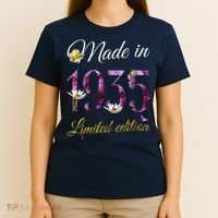 Made In 1935 - 90Year Old Floral 1935 90th Birthday T-Shirt thumb 4