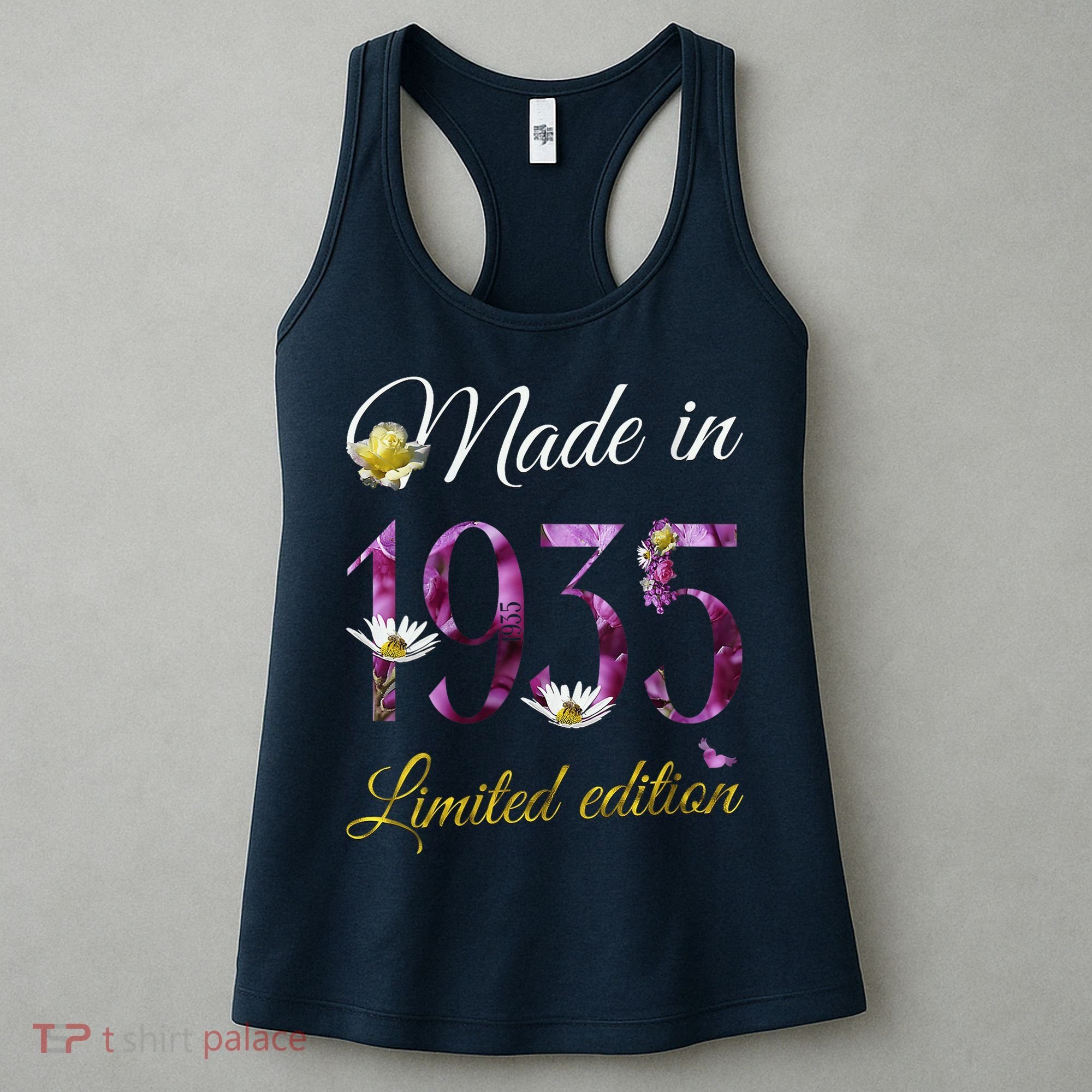 Made In 1935 - 90Year Old Floral 1935 90th Birthday Women's Tank Top