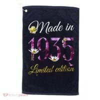 Made In 1935 - 90Year Old Floral 1935 90th Birthday Golf Towel thumb 0