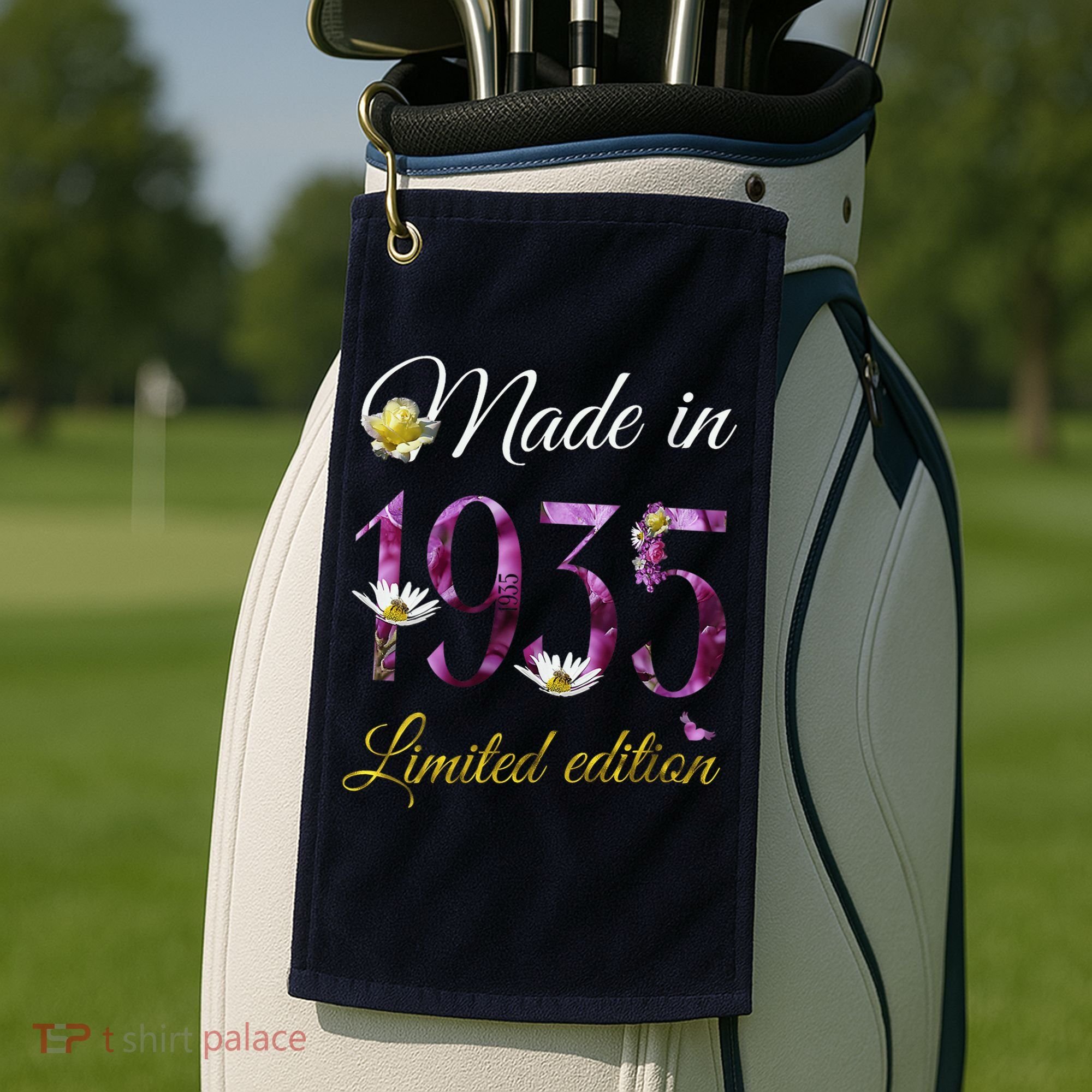 Made In 1935 - 90Year Old Floral 1935 90th Birthday Golf Towel
