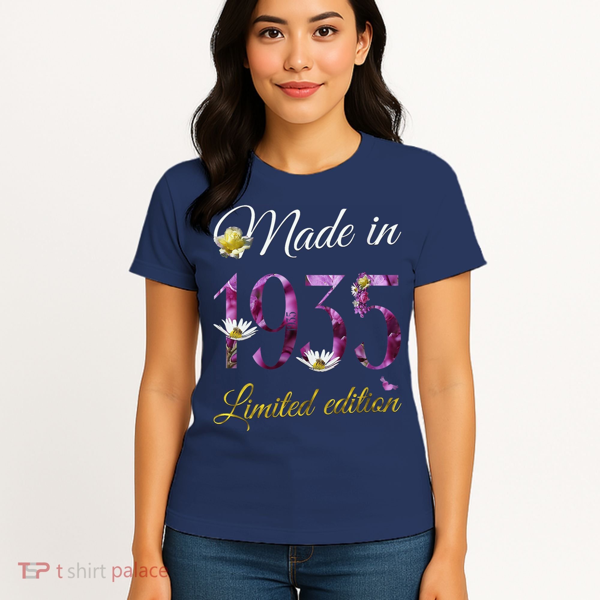Made In 1935 - 90Year Old Floral 1935 90th Birthday Women's T-Shirt
