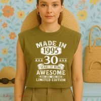 Made In 1995 30 Years Old Gifts 30th Birthday Gift Garment-Dyed Women's Muscle Tee thumb 4