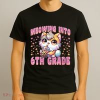 Meowing Into 6th Grade Girl Back To School Gift T-Shirt thumb 3