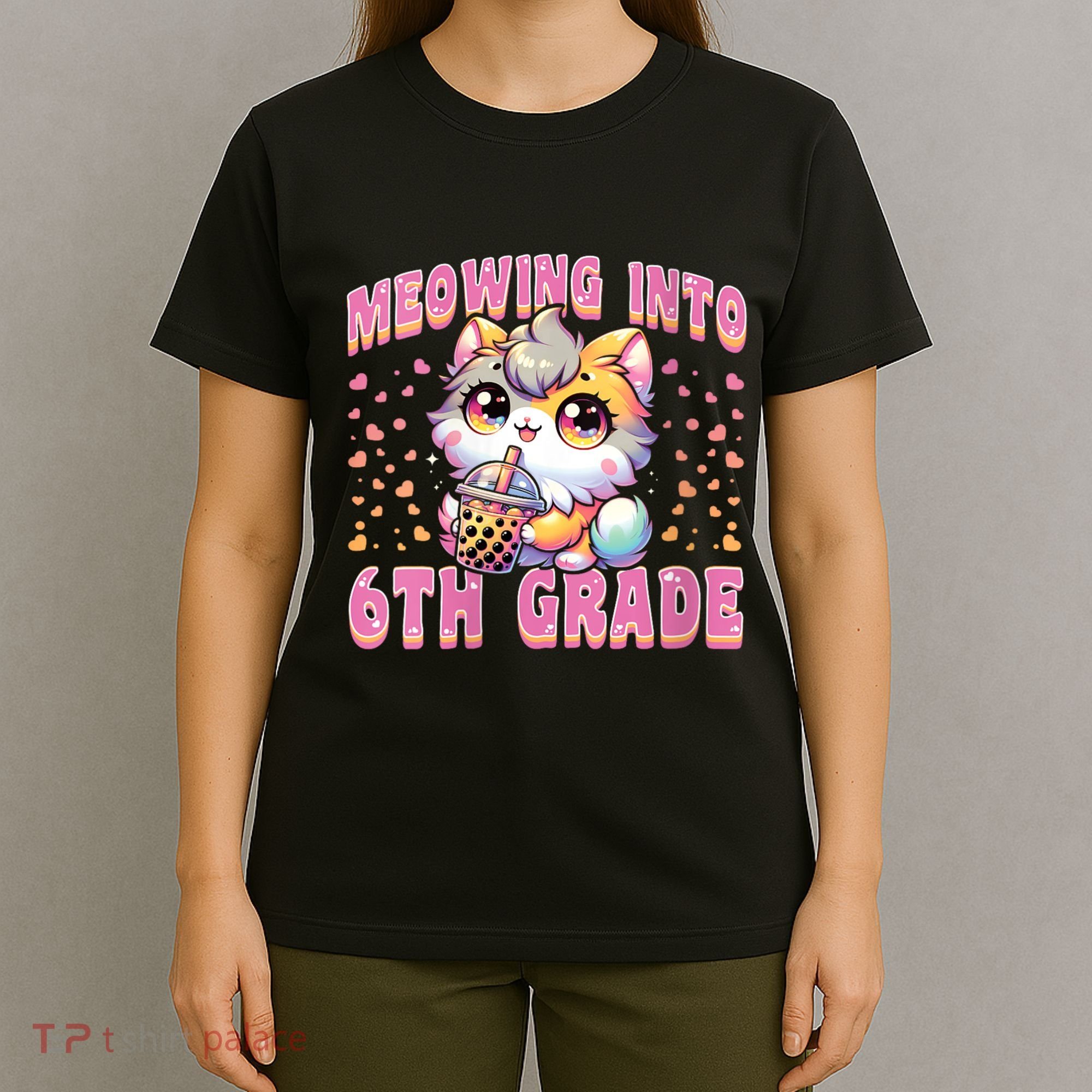 Meowing Into 6th Grade Girl Back To School Gift T-Shirt