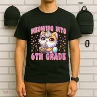 Meowing Into 6th Grade Girl Back To School Gift T-Shirt thumb 6