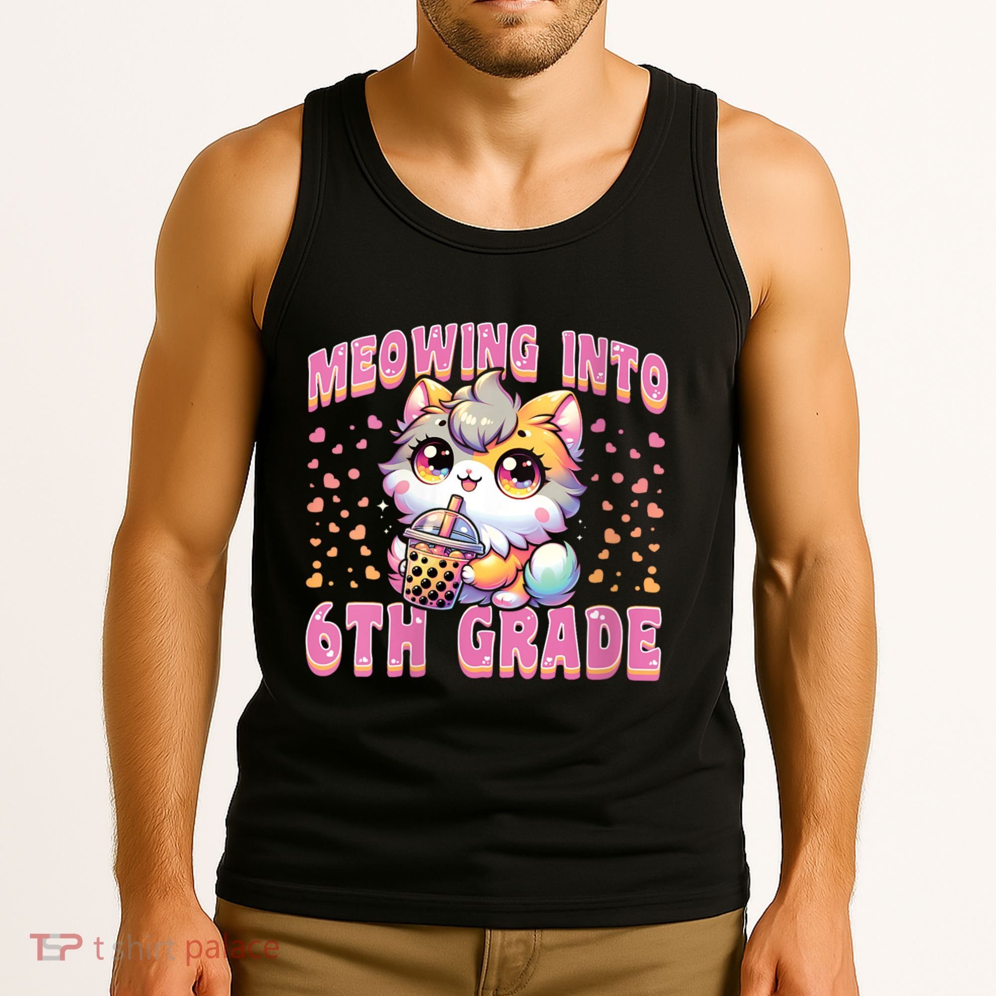 Meowing Into 6th Grade Girl Back To School Gift Tank Top