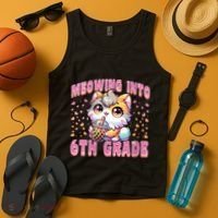 Meowing Into 6th Grade Girl Back To School Gift Tank Top thumb 4