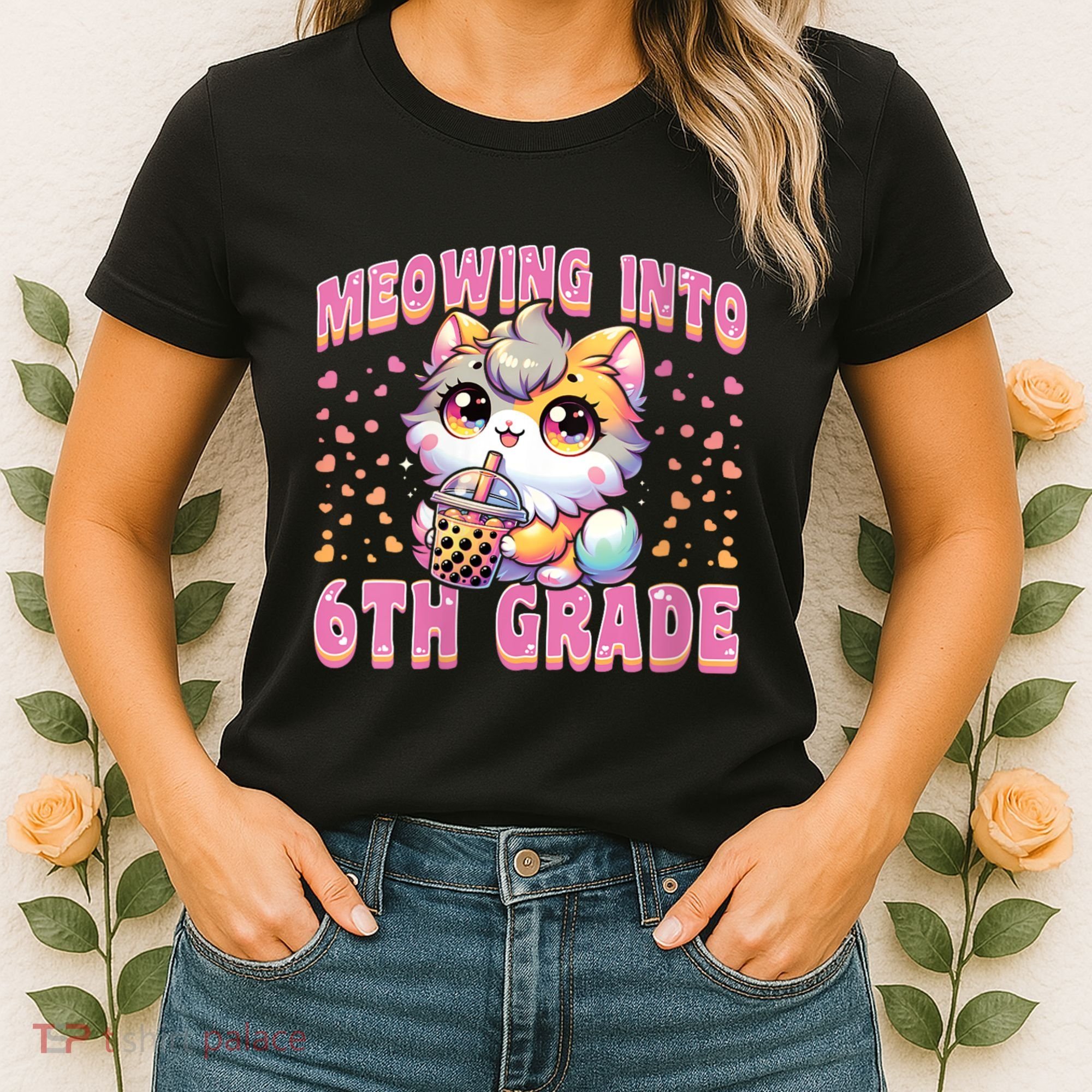 Meowing Into 6th Grade Girl Back To School Gift Women's T-Shirt