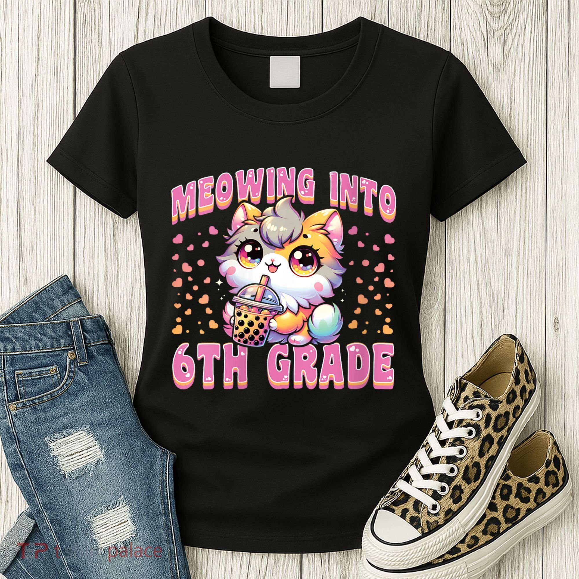 Meowing Into 6th Grade Girl Back To School Gift Women's T-Shirt