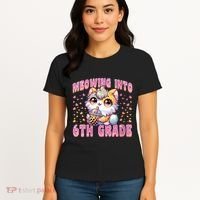 Meowing Into 6th Grade Girl Back To School Gift Women's T-Shirt thumb 4