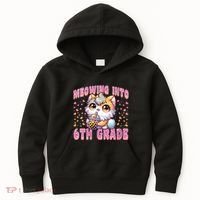 Meowing Into 6th Grade Girl Back To School Gift Kids Hoodie thumb 0