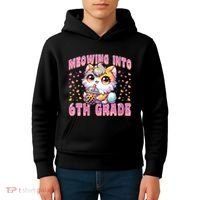 Meowing Into 6th Grade Girl Back To School Gift Kids Hoodie thumb 4
