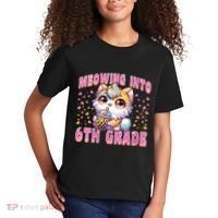 Meowing Into 6th Grade Girl Back To School Gift Kids T-Shirt thumb 2