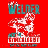 Men Im A Welder Not A Gynecologist Funny Welding Santa Hat thumb 1