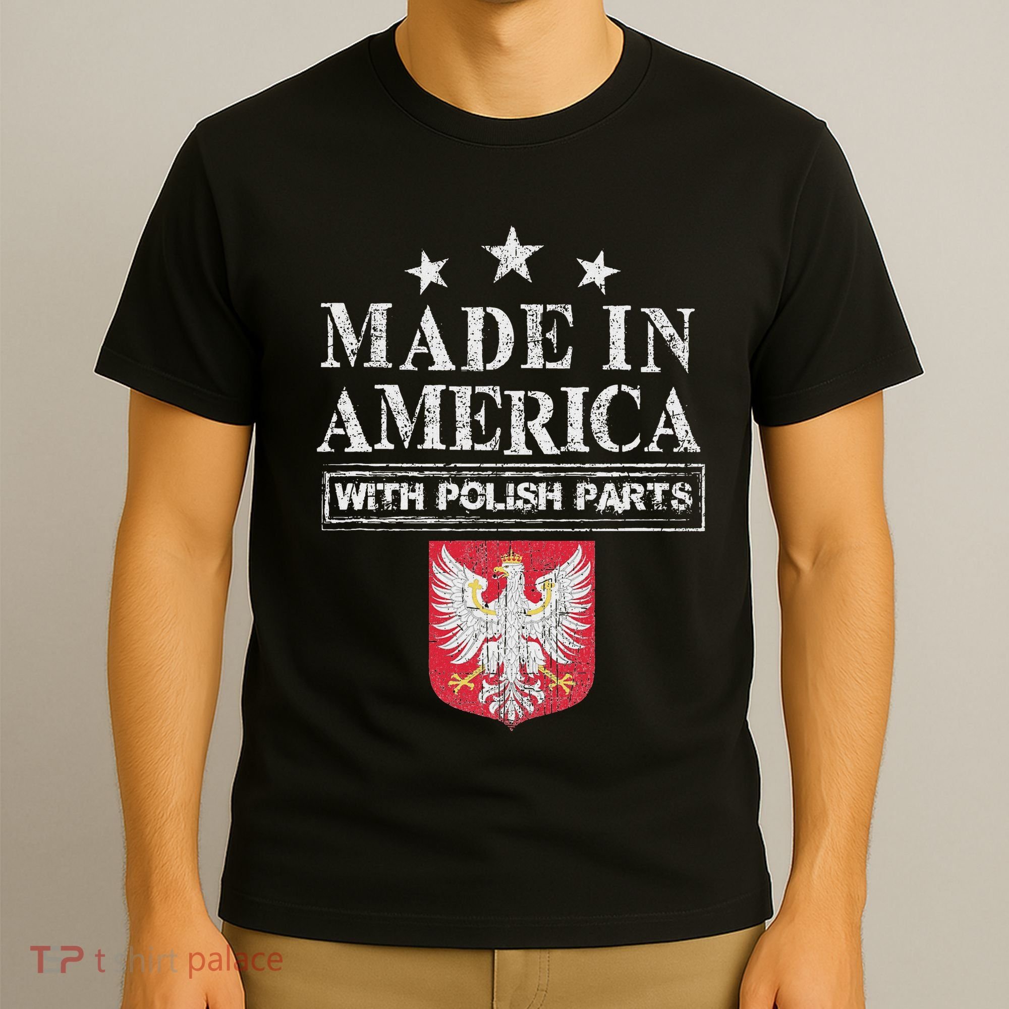 Made In America With Polish Parts Pride Poland Immigra T-Shirt