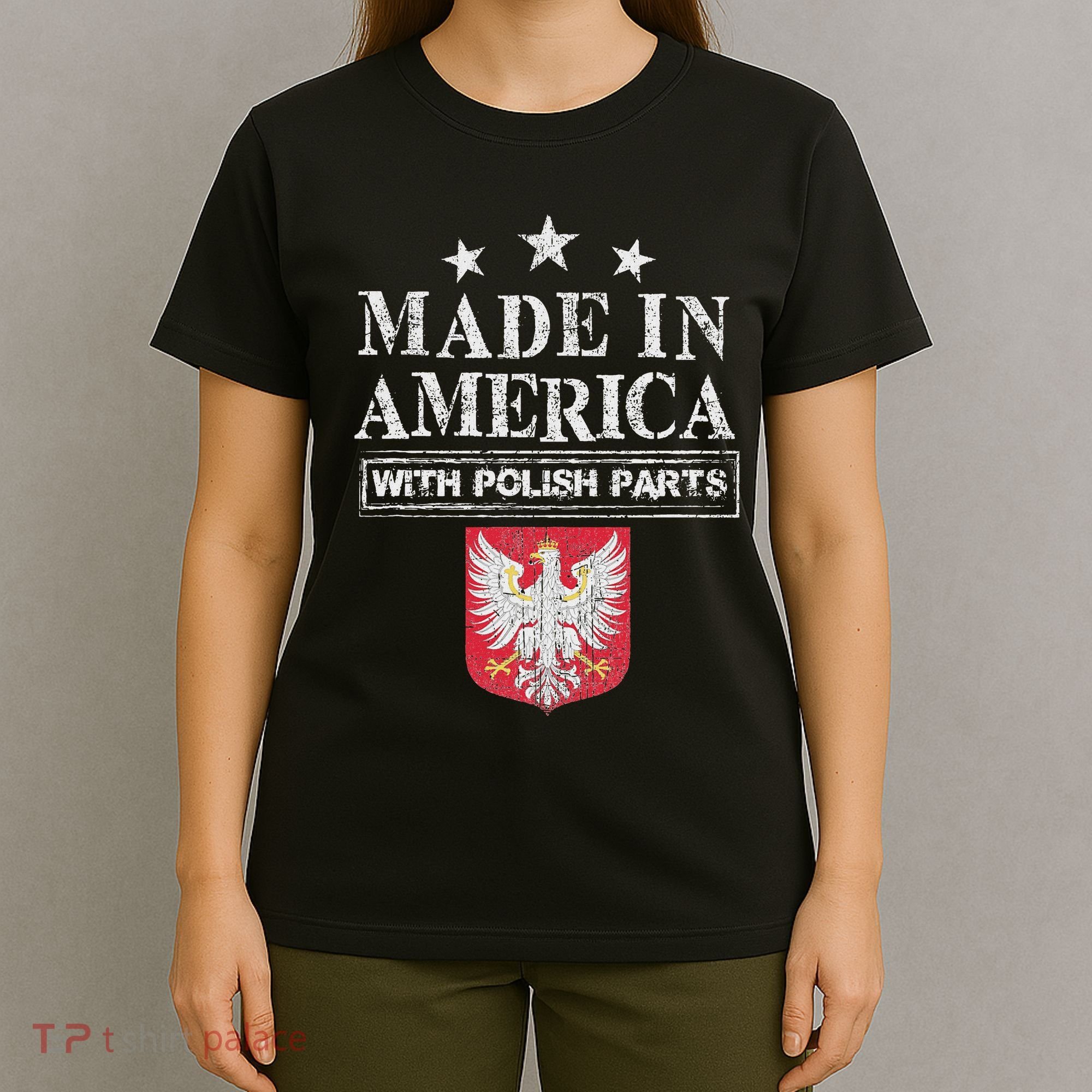 Made In America With Polish Parts Pride Poland Immigra T-Shirt