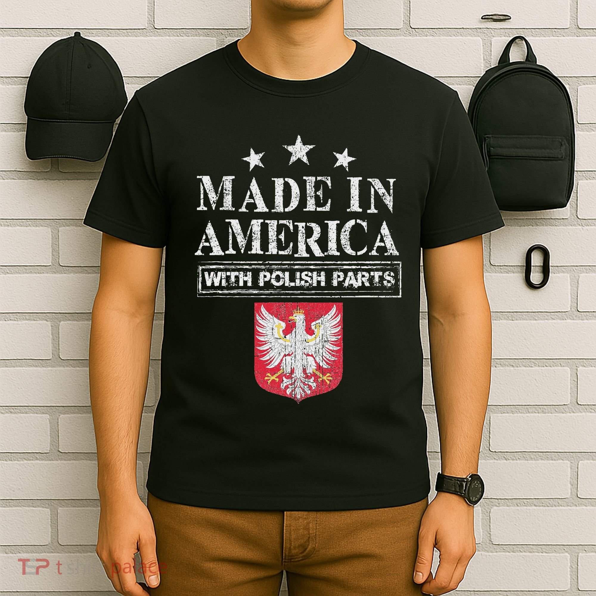 Made In America With Polish Parts Pride Poland Immigra T-Shirt