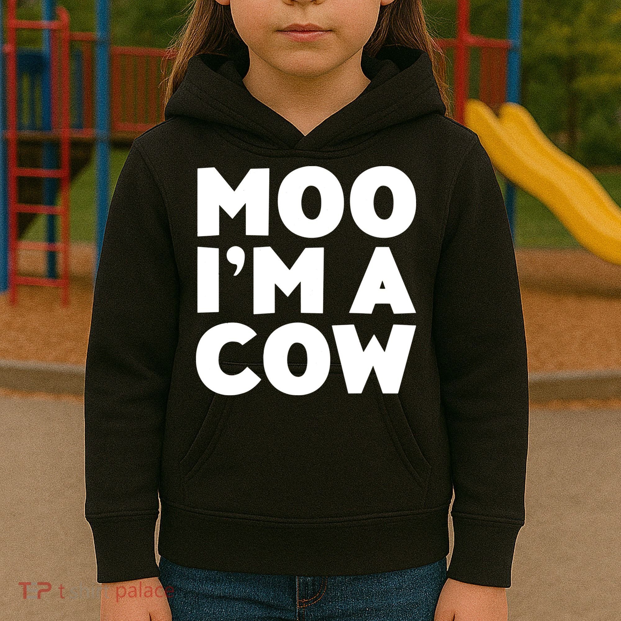 Moo Im A Cow Costume Kids Hoodie