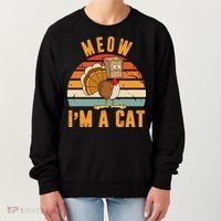 Meow I'm A Cat Retro Sunset Funny Turkey Women's Sweatshirt thumb 0