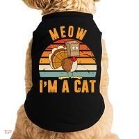 Meow I'm A Cat Retro Sunset Funny Turkey Doggie Tank thumb 0