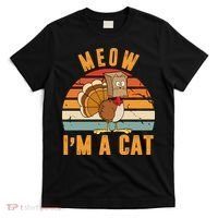 Meow I'm A Cat Retro Sunset Funny Turkey T-Shirt thumb 0