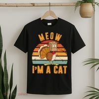 Meow I'm A Cat Retro Sunset Funny Turkey T-Shirt thumb 2