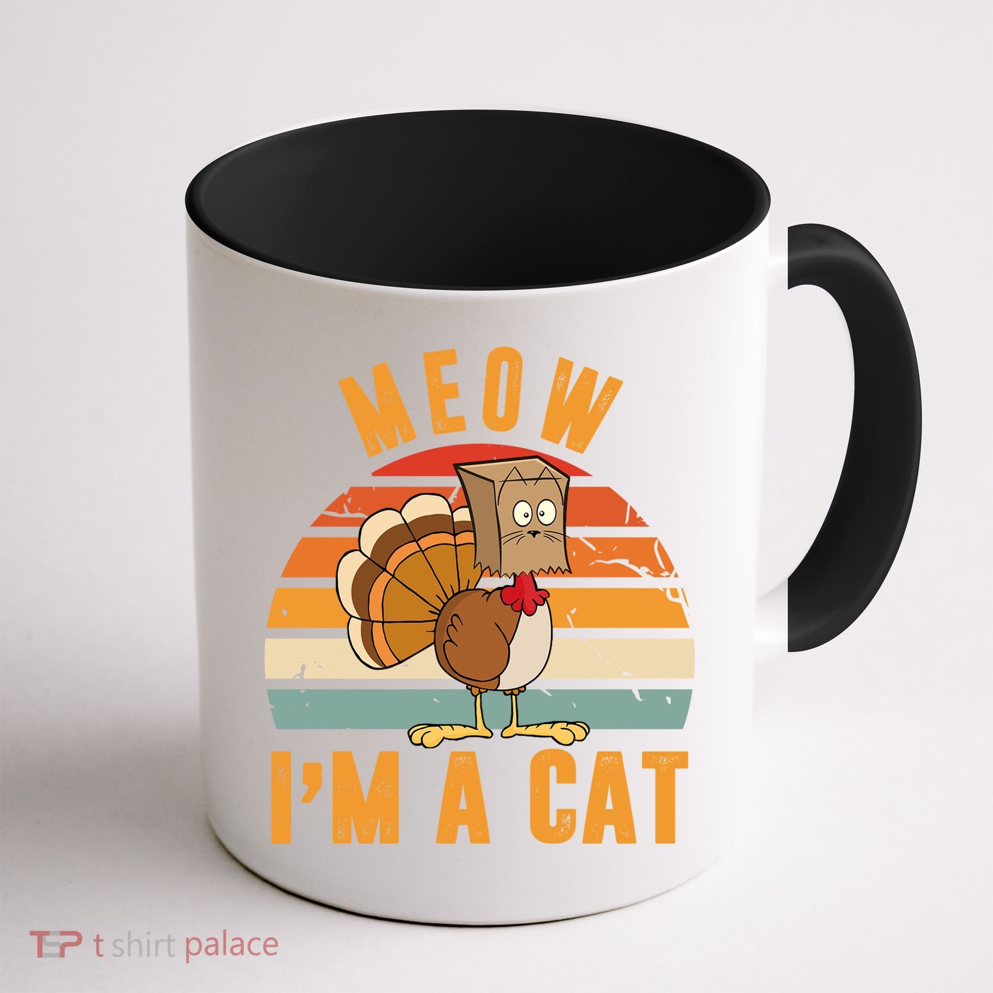 Meow I'm A Cat Retro Sunset Funny Turkey Coffee Mug