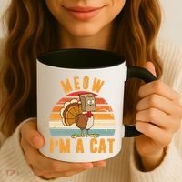 Meow I'm A Cat Retro Sunset Funny Turkey Coffee Mug thumb 3