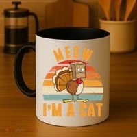 Meow I'm A Cat Retro Sunset Funny Turkey Coffee Mug thumb 4