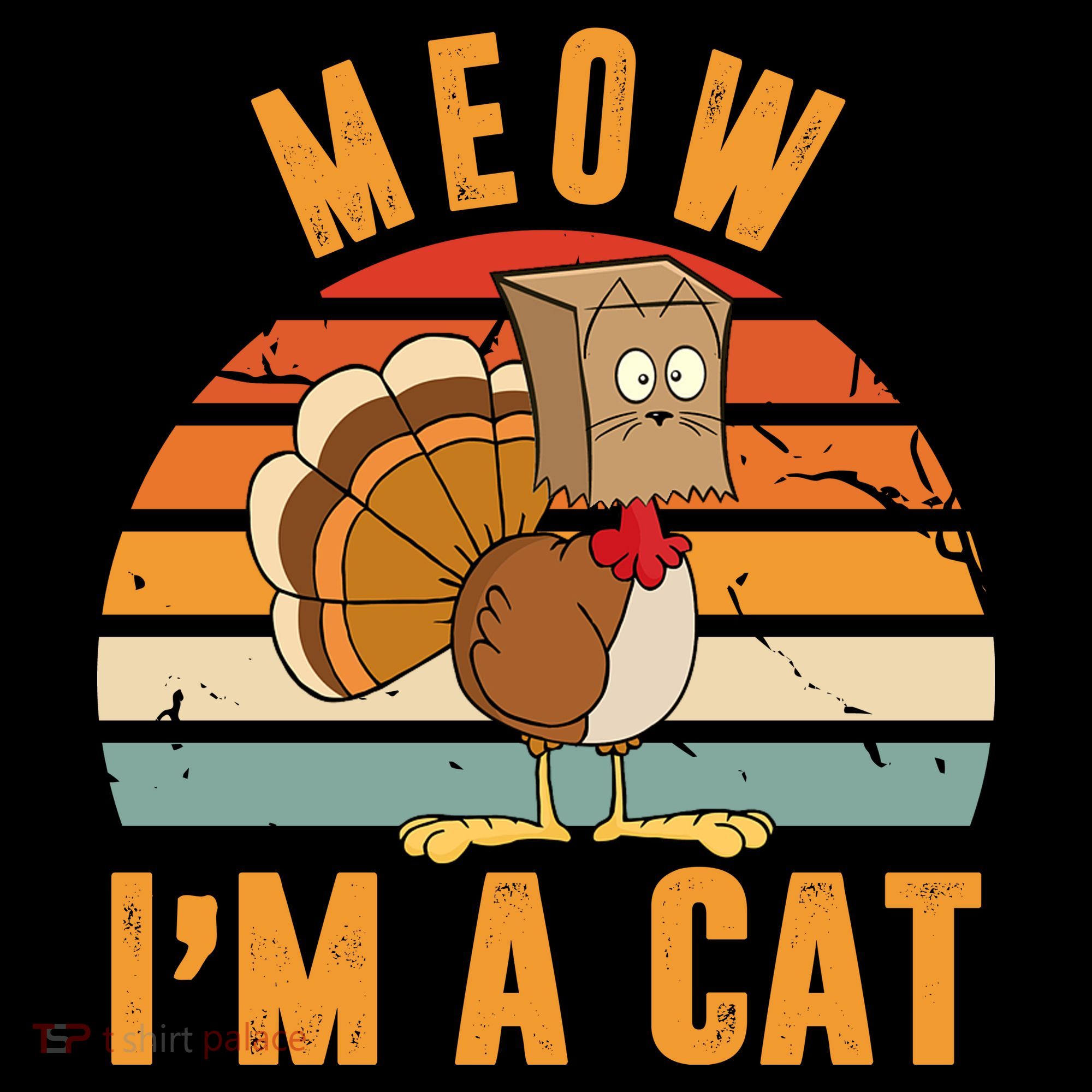 Meow I'm A Cat Retro Sunset Funny Turkey Coffee Mug