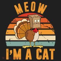 Meow I'm A Cat Retro Sunset Funny Turkey Beanie thumb 2