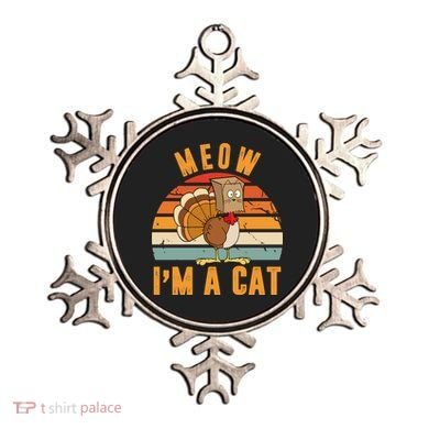 Meow I'm A Cat Retro Sunset Funny Turkey Ornament