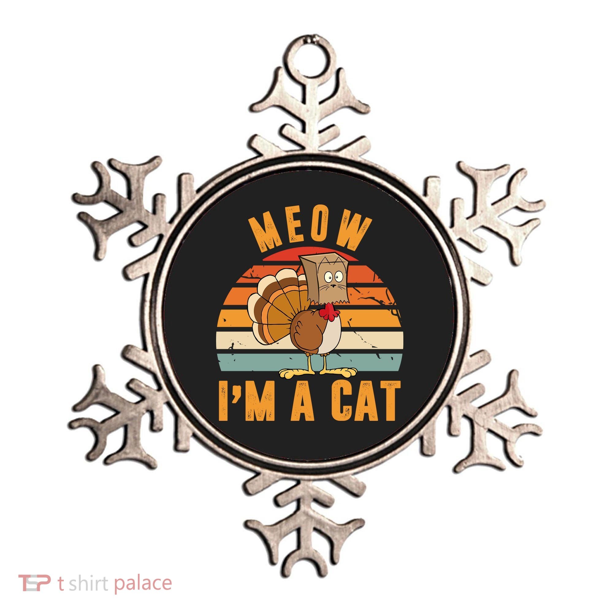 Meow I'm A Cat Retro Sunset Funny Turkey Ornament