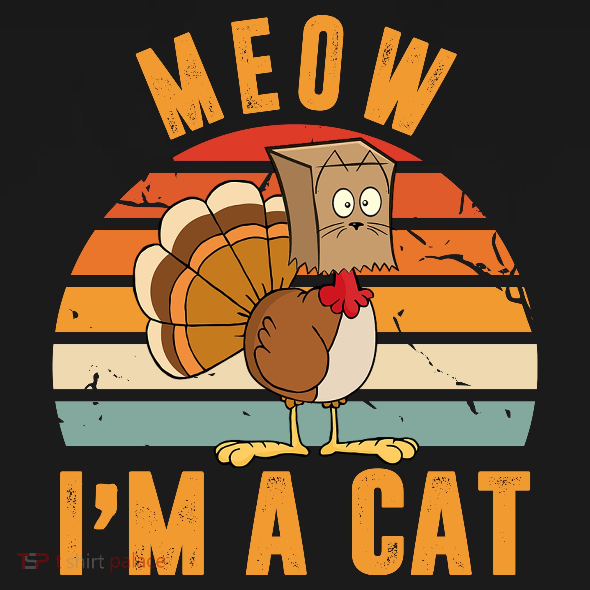Meow I'm A Cat Retro Sunset Funny Turkey Women's Tank Top