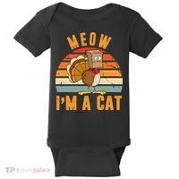 Meow I'm A Cat Retro Sunset Funny Turkey Baby Bodysuit thumb 0