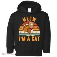 Meow I'm A Cat Retro Sunset Funny Turkey Toddler Hoodie thumb 0