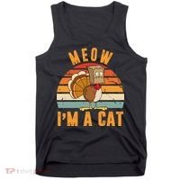 Meow I'm A Cat Retro Sunset Funny Turkey Tank Top thumb 0