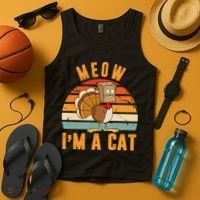 Meow I'm A Cat Retro Sunset Funny Turkey Tank Top thumb 4