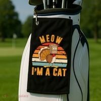 Meow I'm A Cat Retro Sunset Funny Turkey Golf Towel thumb 2