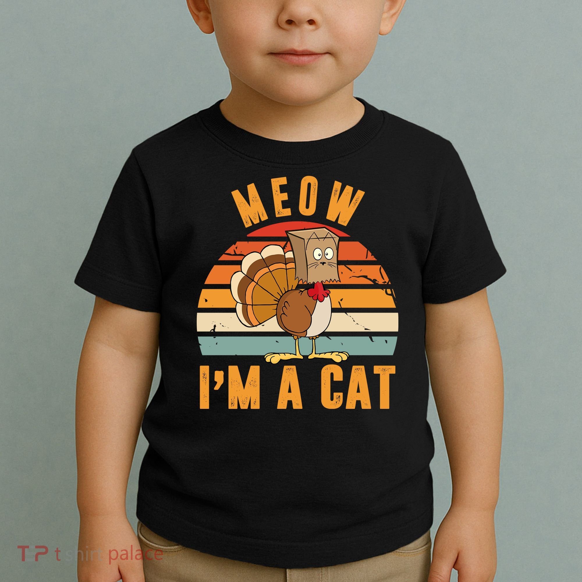 Meow I'm A Cat Retro Sunset Funny Turkey Toddler T-Shirt