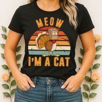 Meow I'm A Cat Retro Sunset Funny Turkey Women's T-Shirt thumb 2