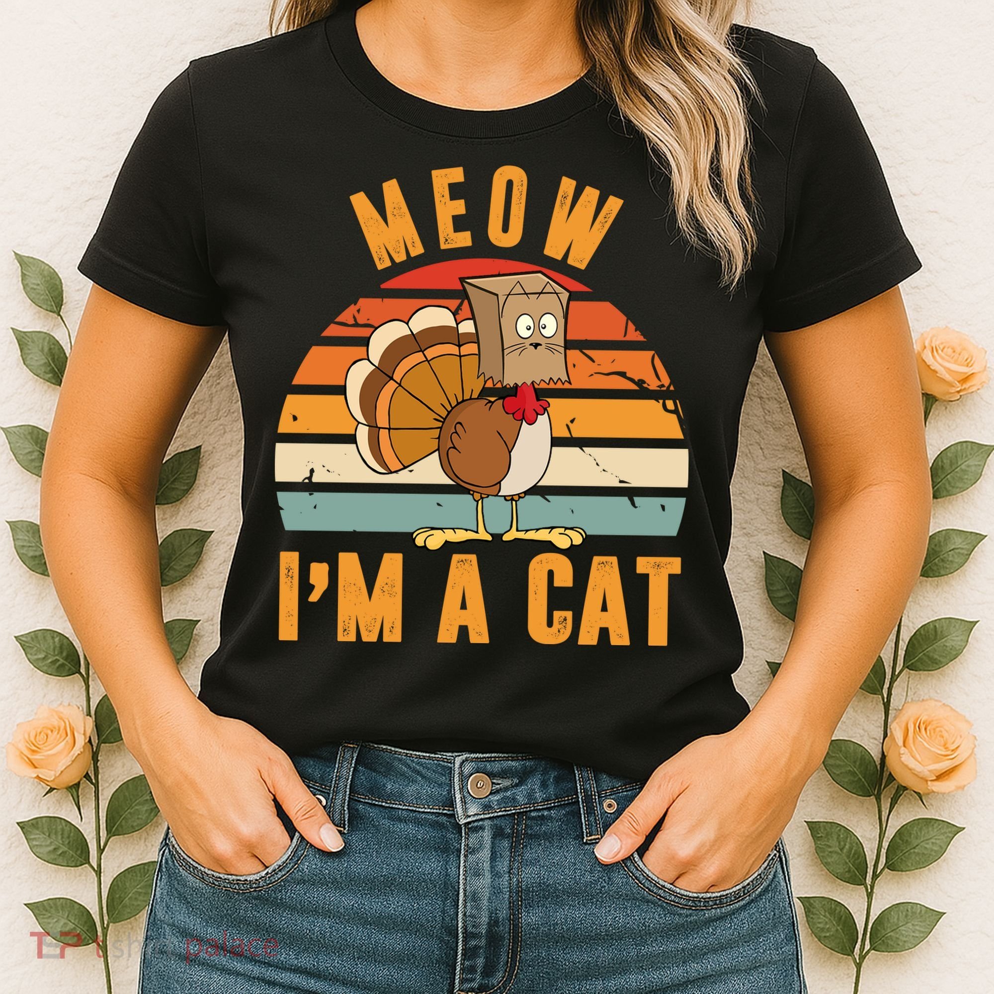 Meow I'm A Cat Retro Sunset Funny Turkey Women's T-Shirt