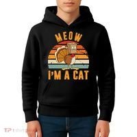Meow I'm A Cat Retro Sunset Funny Turkey Kids Hoodie thumb 4