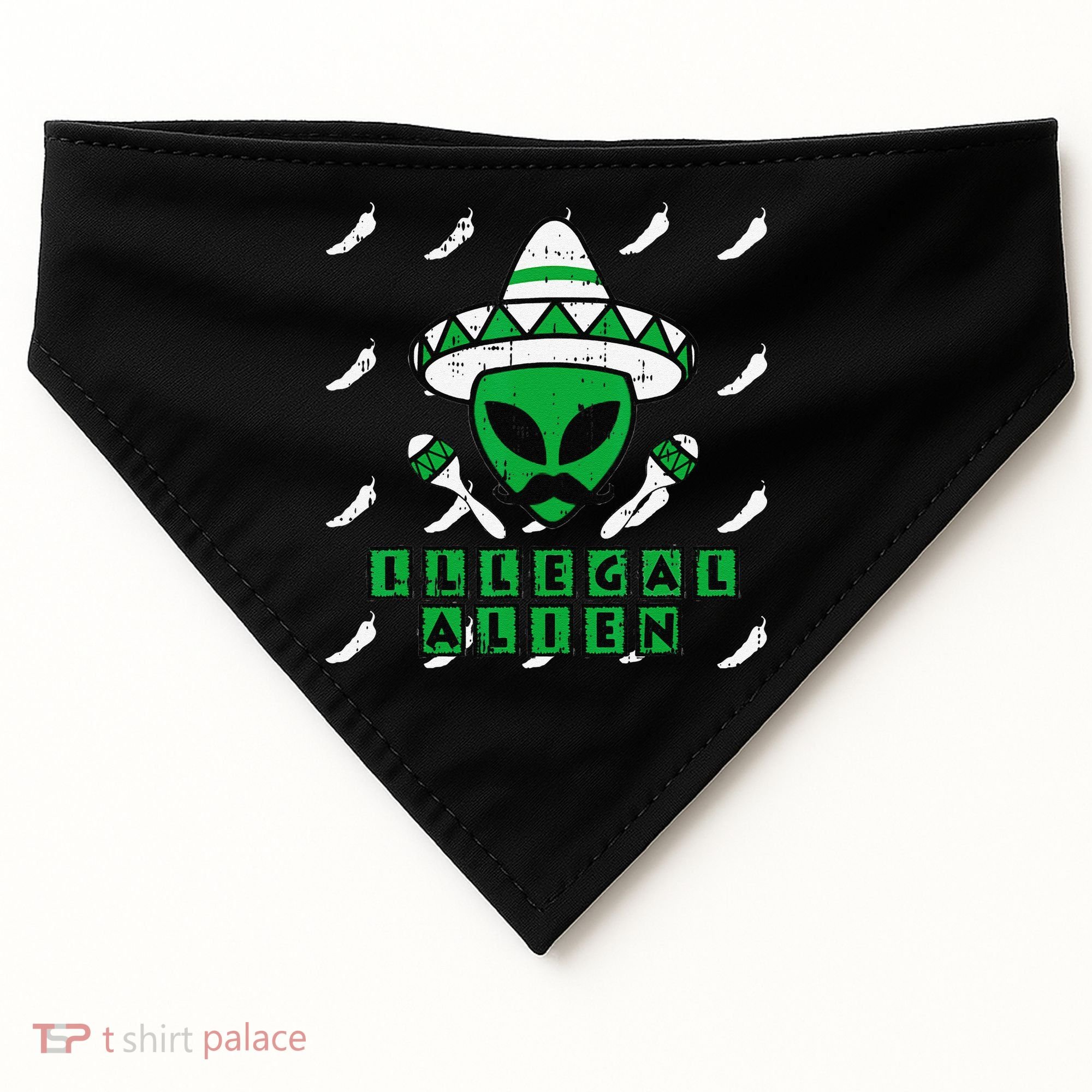 Martian Illegal Alien Mexican Area51 Funny Halloween Gift USA-Made Doggie Bandana
