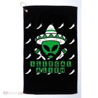 Martian Illegal Alien Mexican Area51 Funny Halloween Gift Golf Towel thumb 0