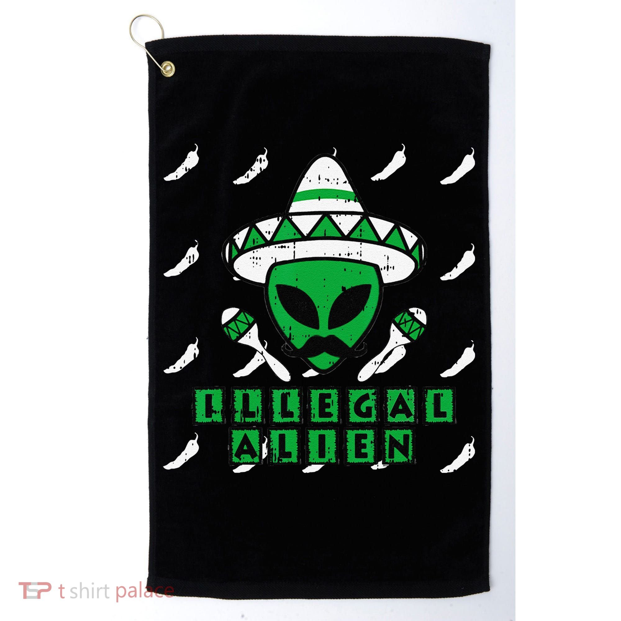 Martian Illegal Alien Mexican Area51 Funny Halloween Gift Golf Towel