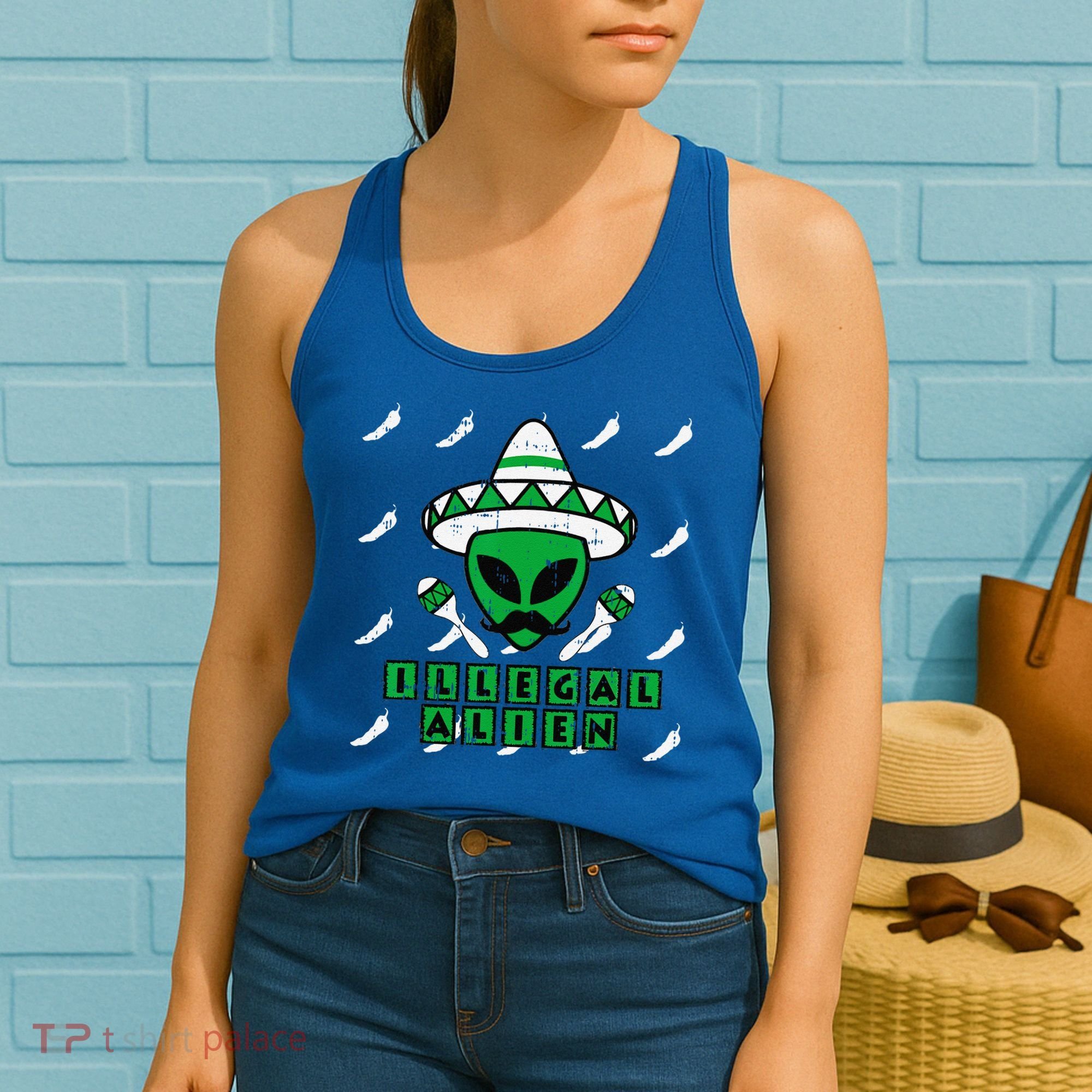 Martian Illegal Alien Mexican Area51 Funny Halloween Gift Women's Tank Top