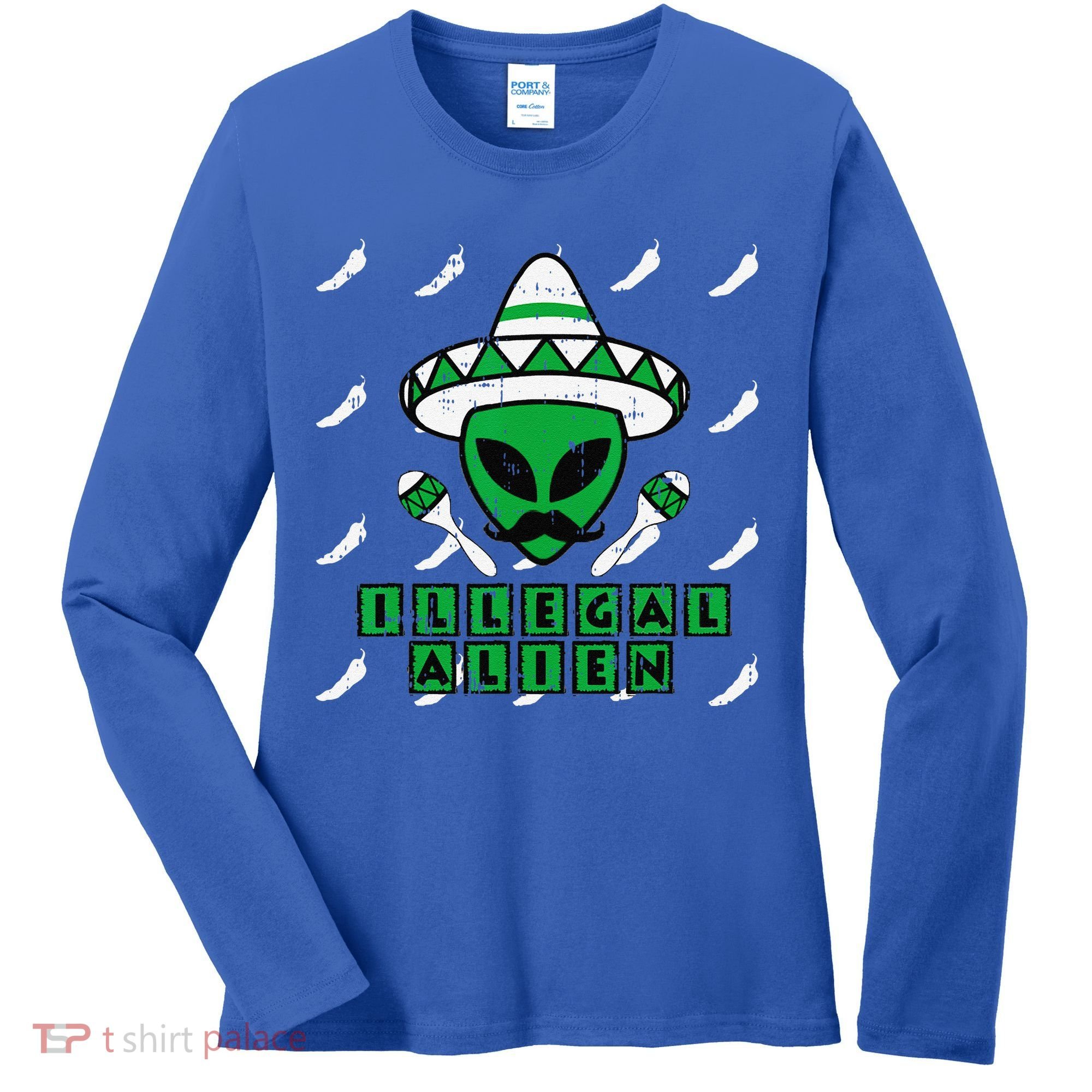 Martian Illegal Alien Mexican Area51 Funny Halloween Gift Women's Long Sleeve Shirt
