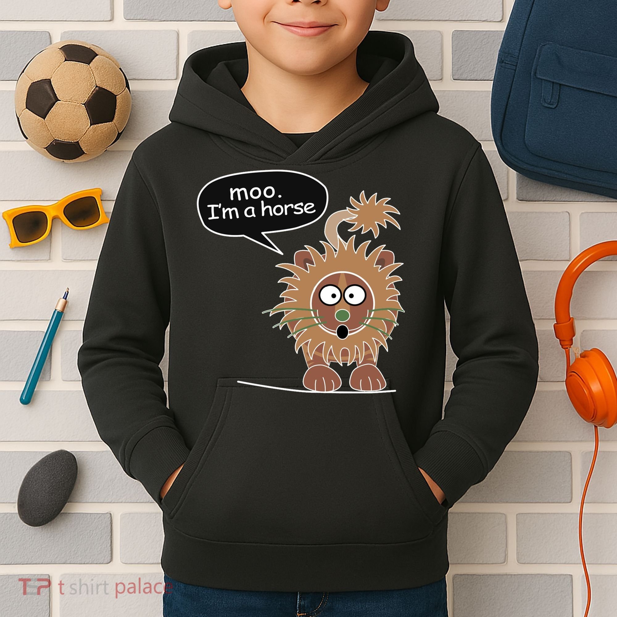 Moo IM A Horse Kids Hoodie